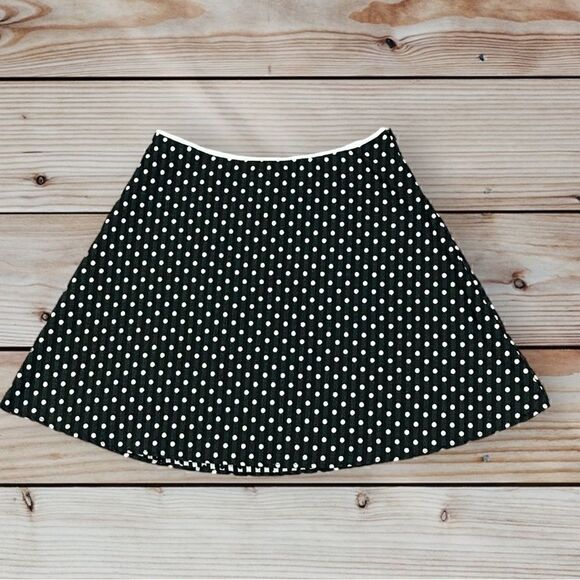 MSSP Max Studio Specialty Product Black Polka Dot Strip Skirt - Picture 2 of 10